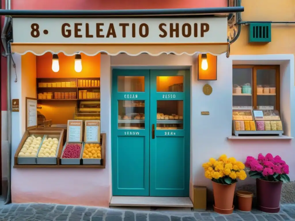 Gelatería tradicional en Italia: gelatos regionales en un encantador callejón italiano