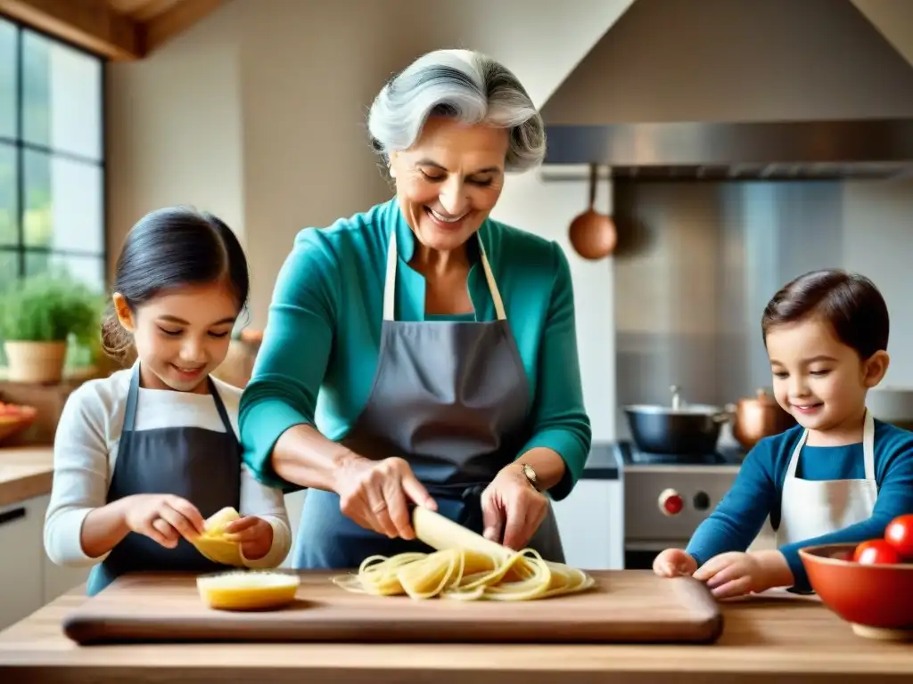 Generaciones unidas preservando recetas familiares italianas con apps en cocina moderna