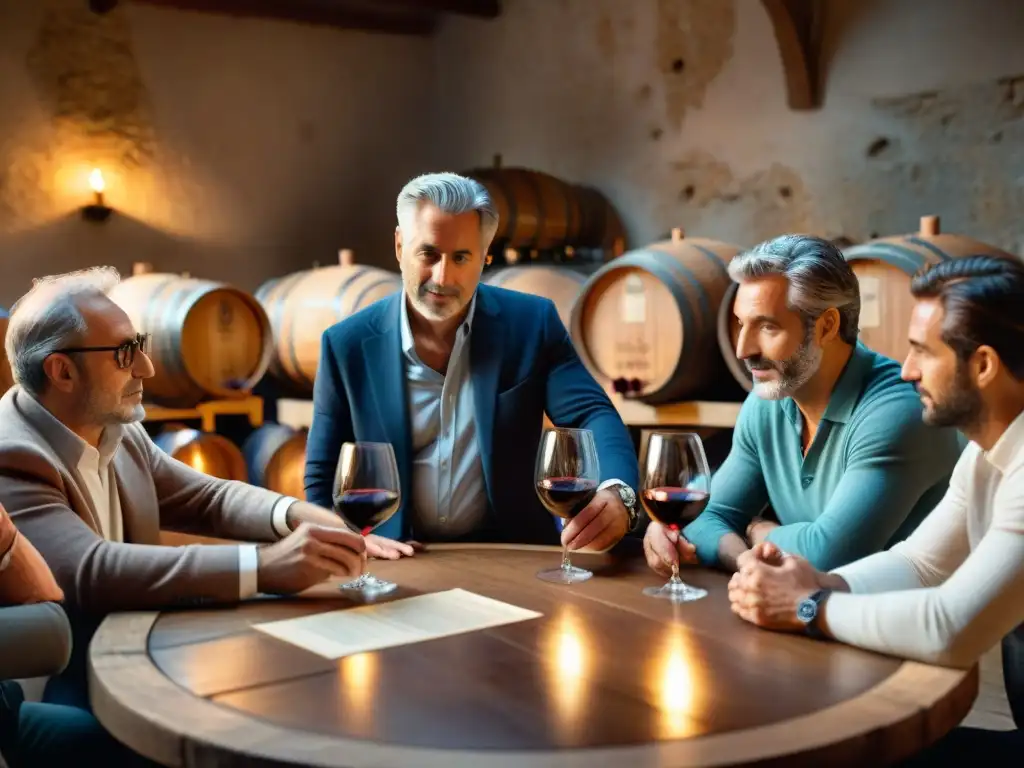 Un grupo de bodegueros italianos éticos lideran una innovadora reunión en torno a una mesa de madera iluminada por velas