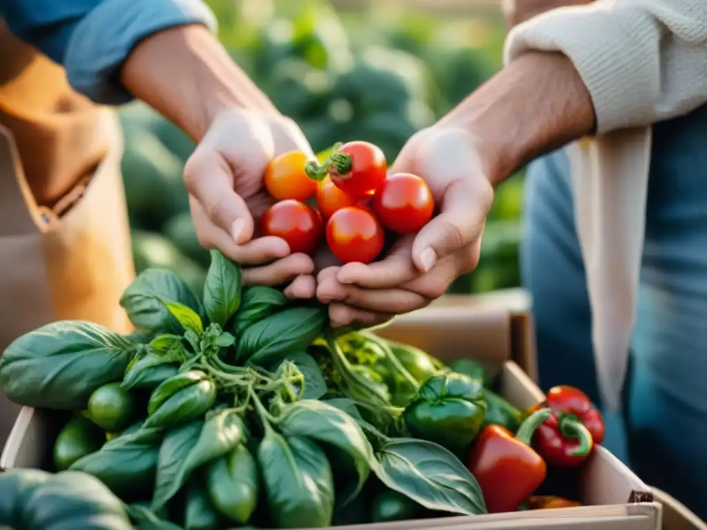 Grupo diverso de agricultores cosechando vegetales orgánicos bajo el sol, sostenibilidad en producción de pizza