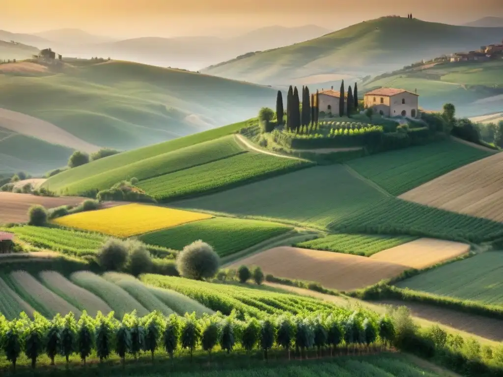 Un grupo diverso trabaja unido en un campo italiano al atardecer, promoviendo Proyectos alimentación comunitaria Italia