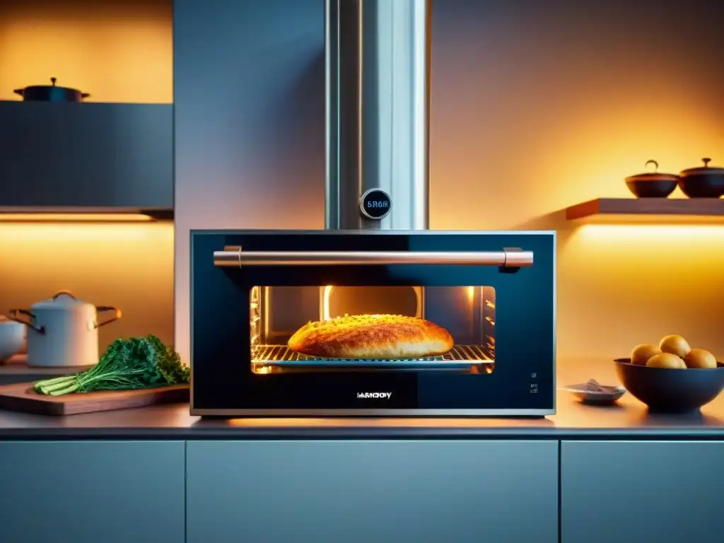 Un horno inteligente futurista en una cocina italiana moderna