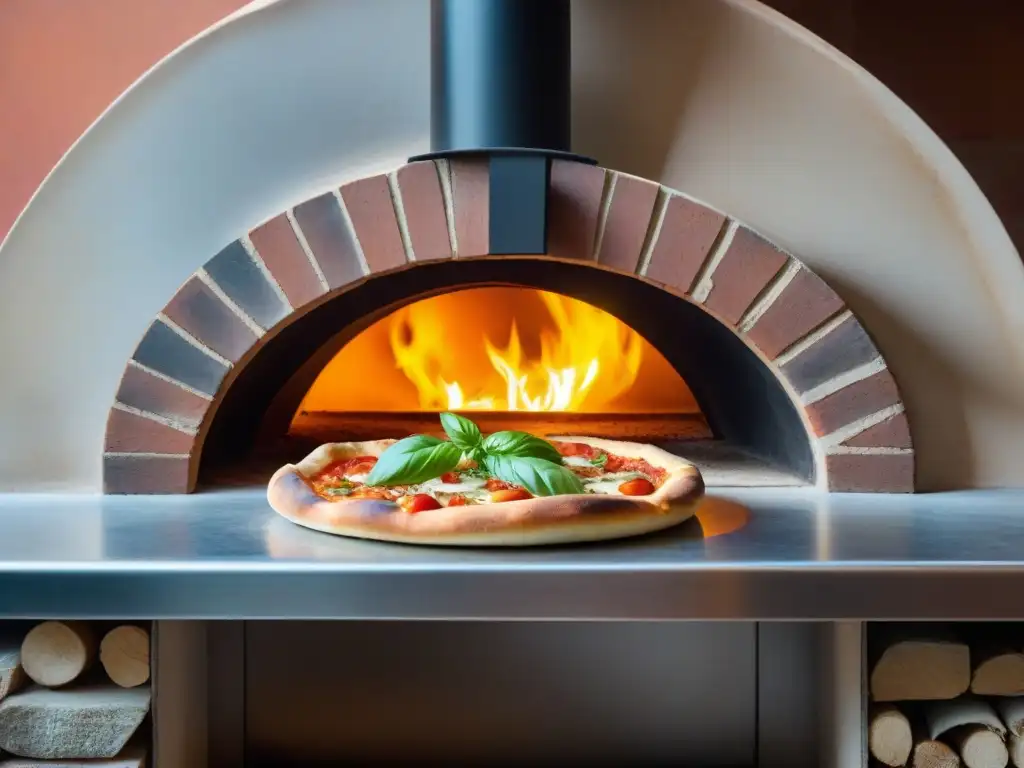 Horno de leña italiano: tradición y sabor en una pizza Margherita perfectamente cocida