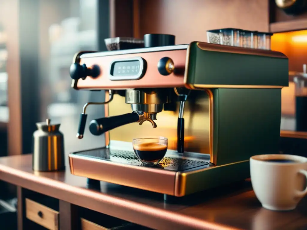 Una imagen documental de una antigua máquina de café en un café histórico italiano