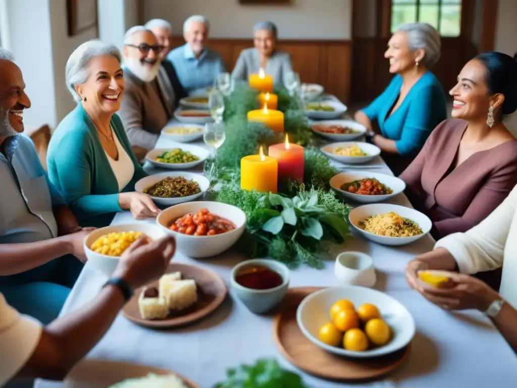 Una imagen con diversas personas disfrutando de una comida italiana en un ambiente cálido y acogedor