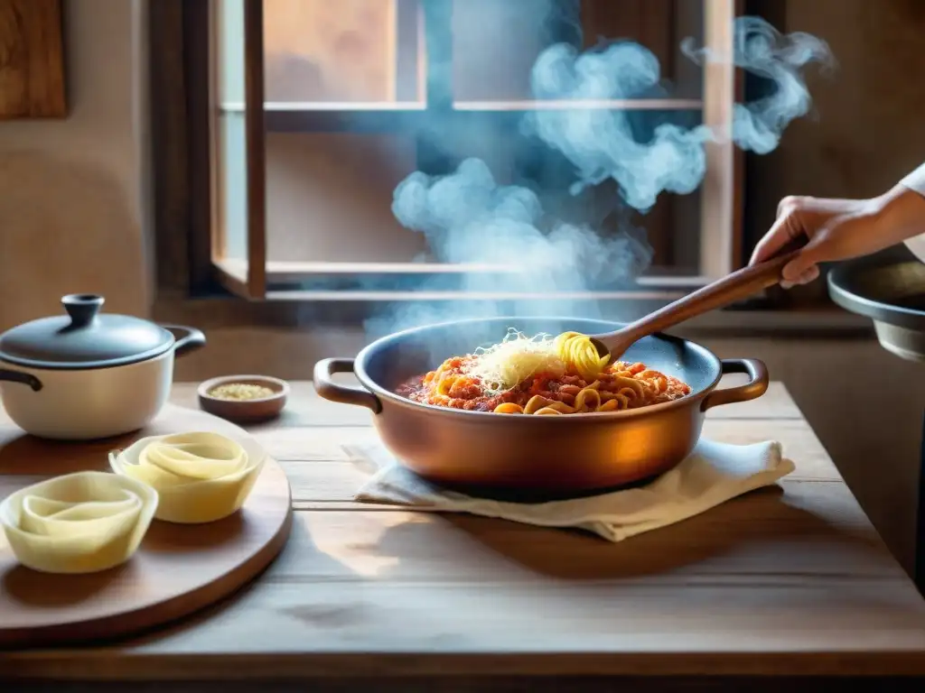 Cocina italiana tradicional: arte culinario en cerámica Influencia cerámica artesanía cocina italiana en una cocina tradicional con platos y utensilios de cerámica rústica