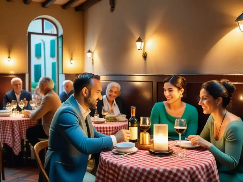 Influencia de la música en restaurantes italianos: Ostería animada con música y comida tradicional, creando un ambiente acogedor y vibrante