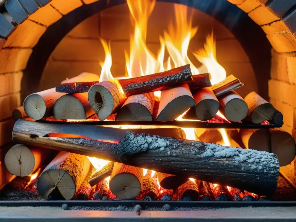 Horno de leña: Embers y llamas danzan en un ambiente cálido y tradicional Intenso calor y fuego en horno de leña: control temperatura horno leña