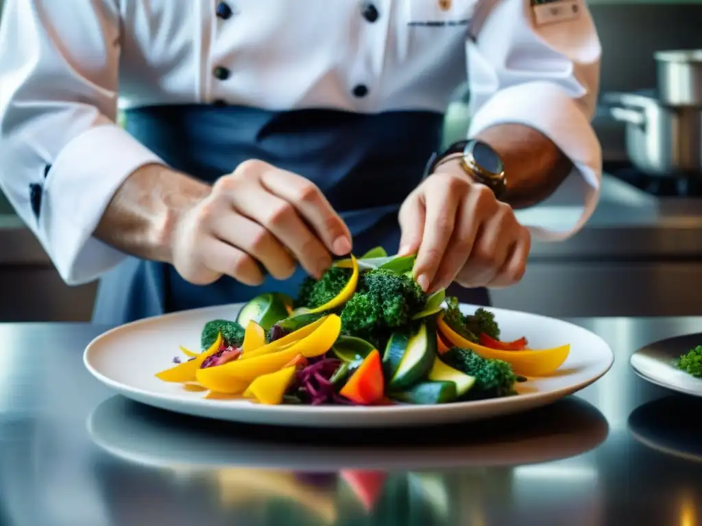 Joven chef crea arte con cáscaras de verduras, reflejando innovación en cocina y abordando desperdicio alimentos