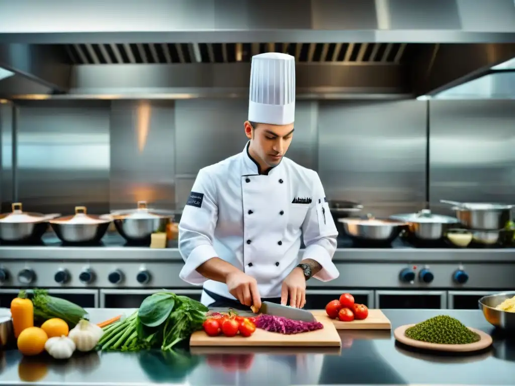 Un joven chef en una cocina bulliciosa fusiona sabores italianos con influencias globales, creando platos innovadores