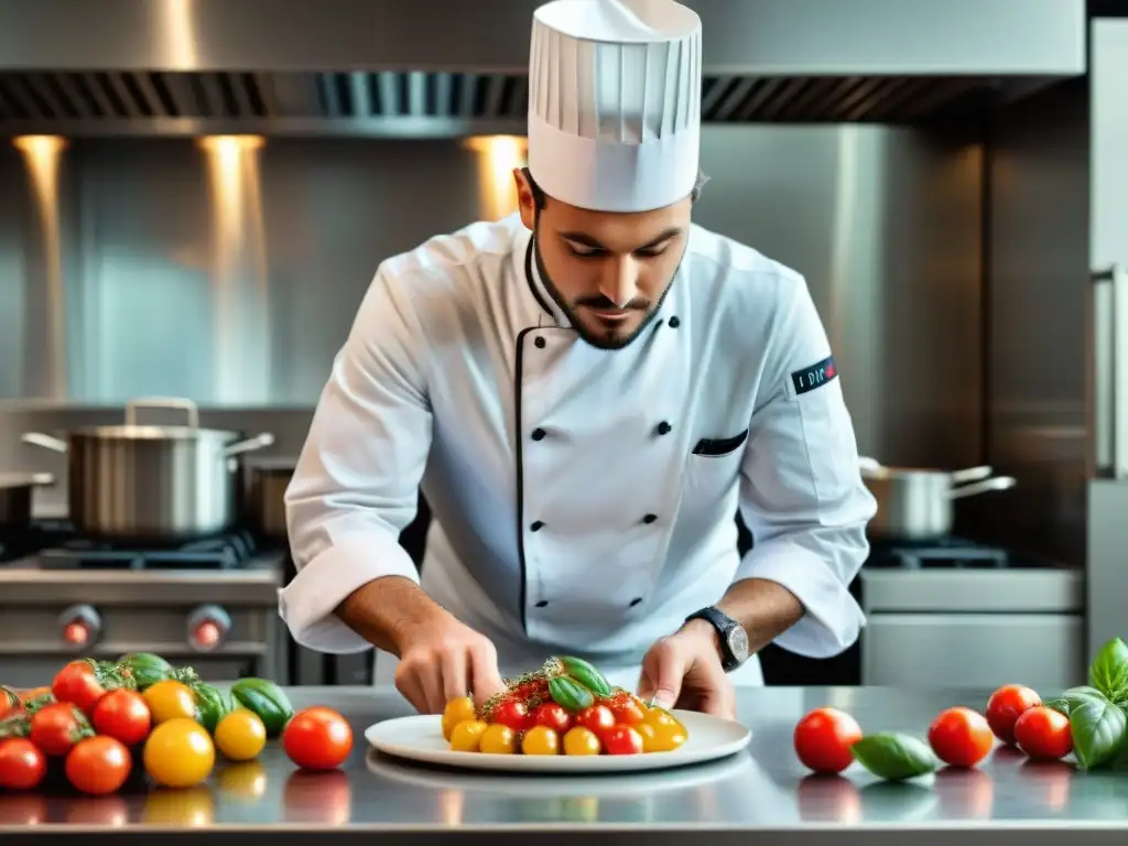 Un joven chef italiano creando una fusión innovadora en cocina moderna