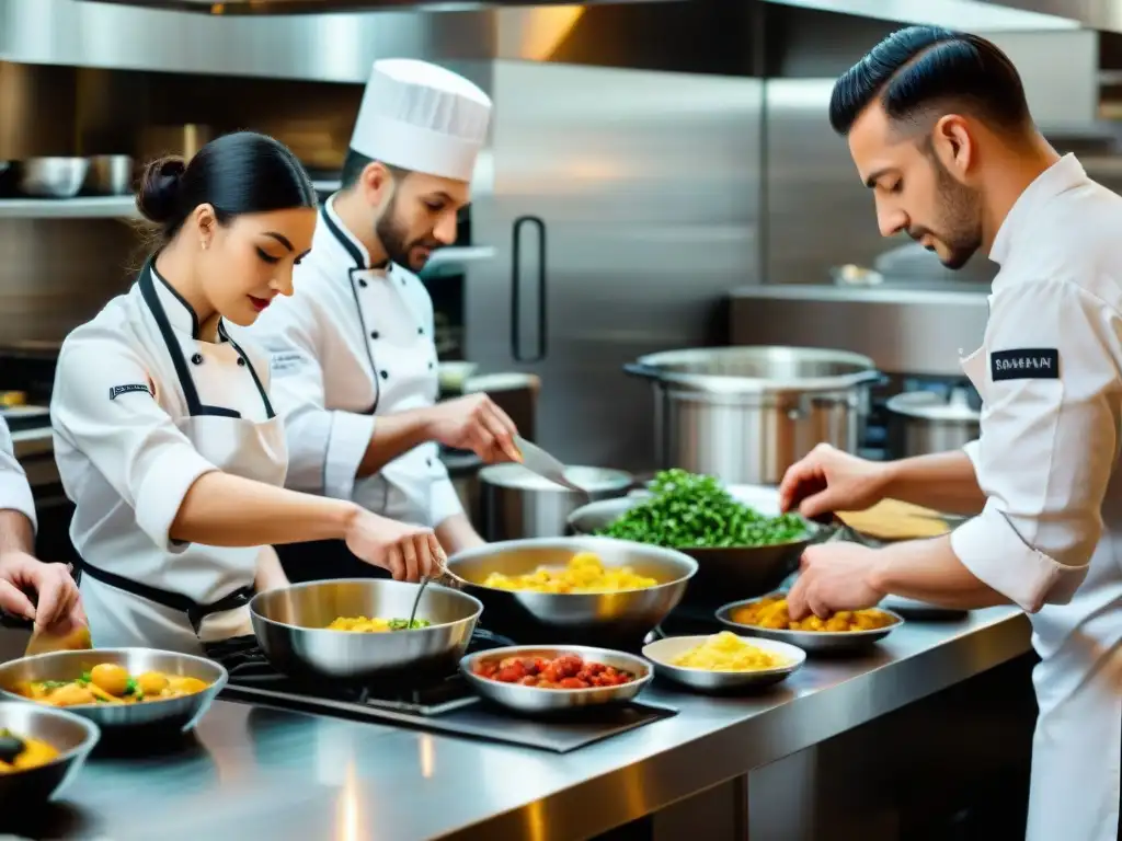 Jóvenes chefs en una animada cocina italiana, creando platos tradicionales con un toque moderno