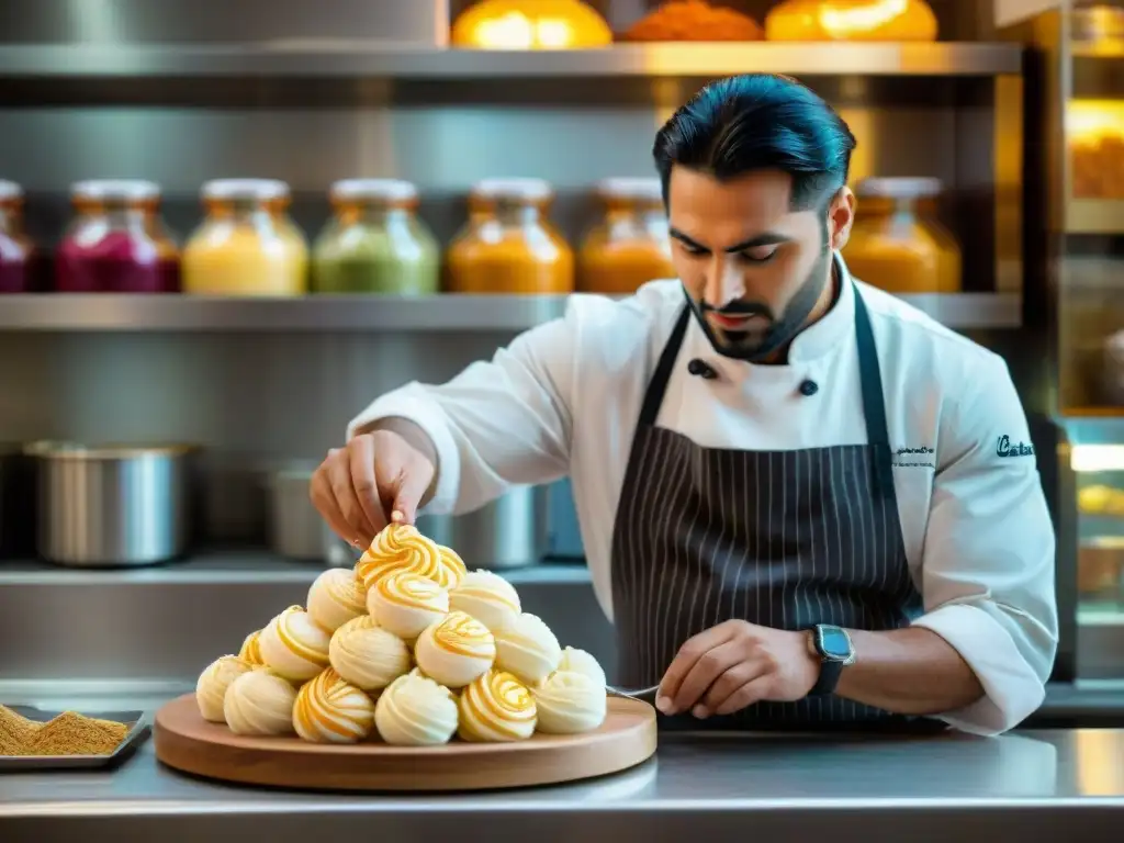 Un maestro gelatero fusiona técnicas árabes en gelato italiano, creando una obra de arte culinaria