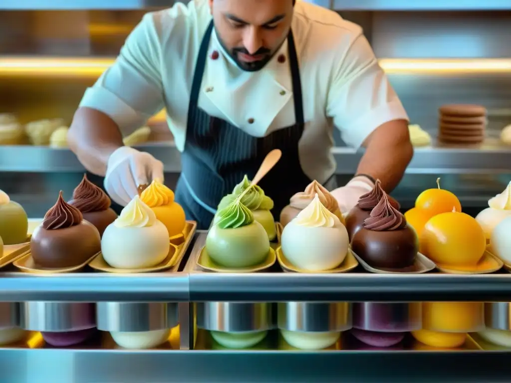 Un maestro del gelato italiano crea una obra maestra multicolor con innovaciones en el Gelato Italiano