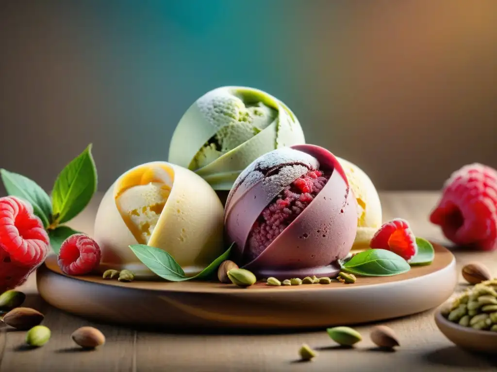 Un maestro heladero experto elaborando un exquisito gelato con nuevas técnicas helado italiano