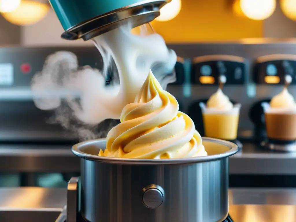 Un maestro heladero italiano elaborando gelato casero en una tienda tradicional en Italia