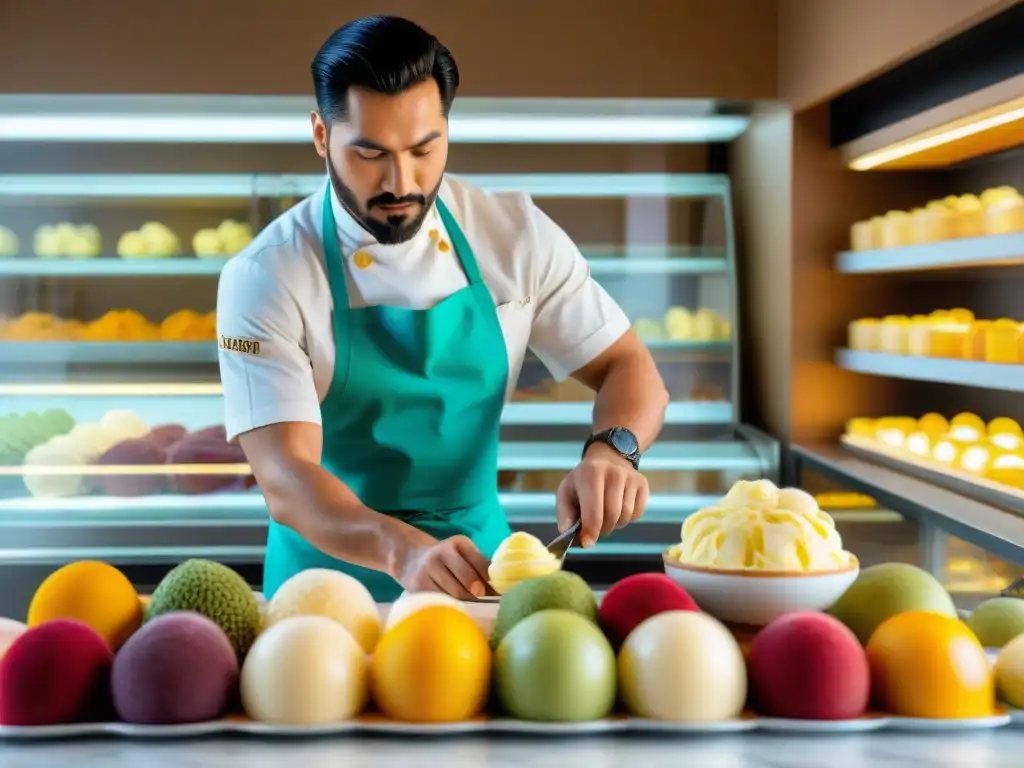 Un maestro heladero crea sabores ocultos en gelato con ingredientes inesperados en una gelateria italiana