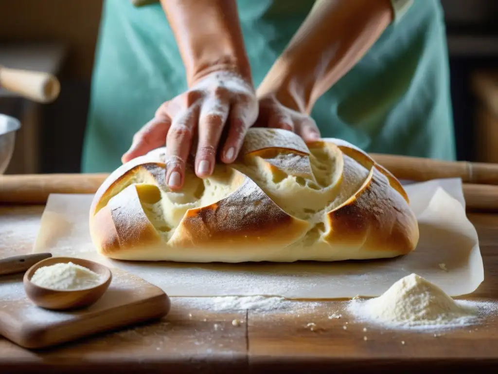 Un maestro panadero moldea la masa de ciabatta, revelando los secretos de la ciencia para crear la perfecta ciabatta italiana