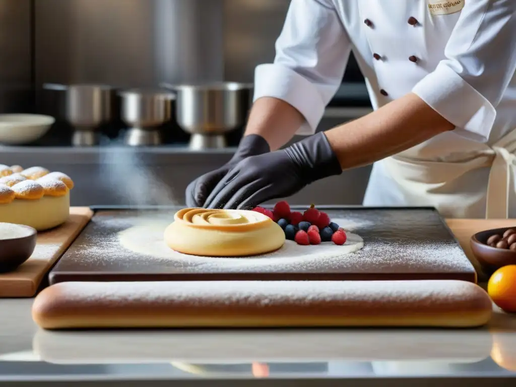 Un maestro pastelero fusiona técnicas de repostería italianas con el arte francés en una bulliciosa cocina