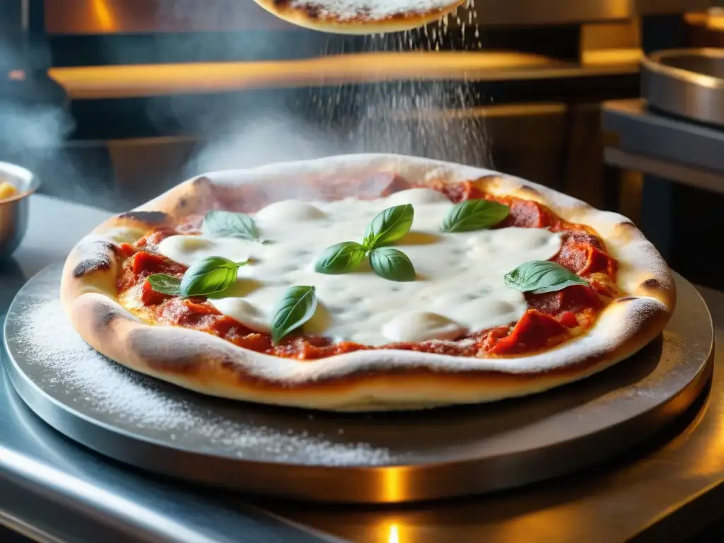 Un maestro pizzaiolo napolitano experto en acción, creando una pizza frita perfecta