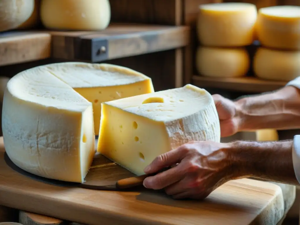 Un maestro quesero italiano crea un Parmigiano Reggiano tradicional en una bodega