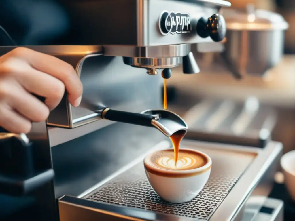 Las manos expertas del barista preparan un espresso italiano, revelando los secretos del café en una colección de detalles