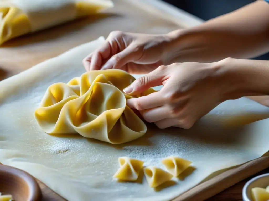 Manos expertas creando pasta rellena casera recetas con destreza y pasión