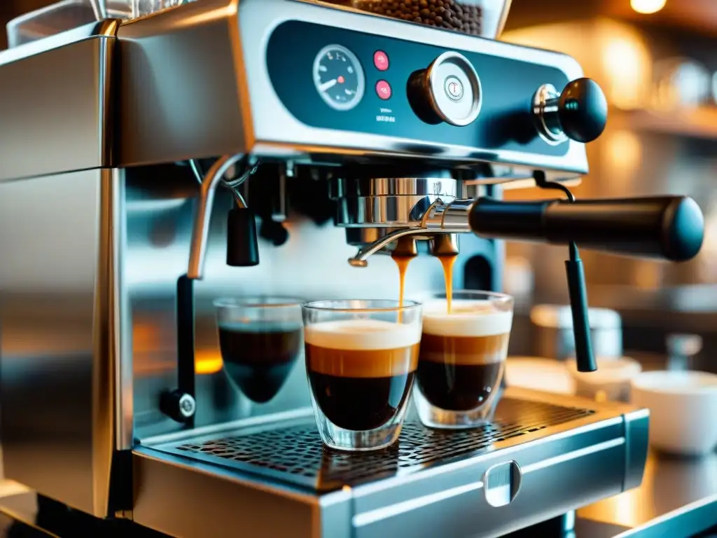 Una máquina de espresso italiana revolucionando la cocina con elegancia y precisión