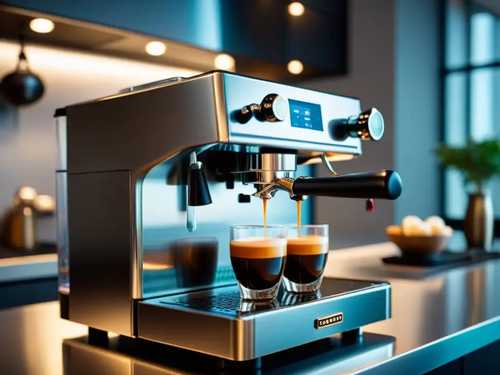 Una máquina de espresso italiana de diseño vanguardista en una elegante cocina