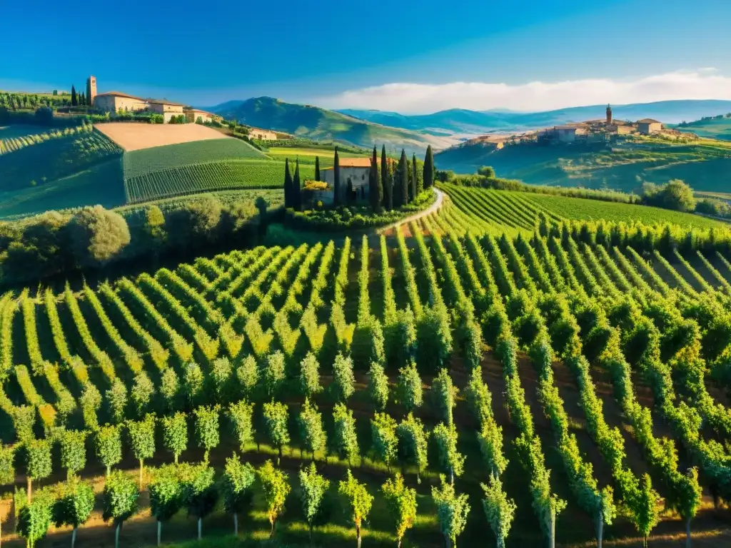 Maridaje de vinos italianos con cocina tradicional en los viñedos de la Toscana, Italia