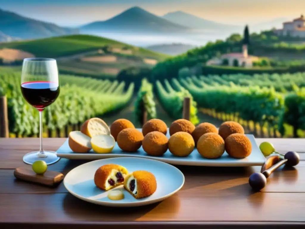 Maridajes con vinos y cocina italiana tradicional en mesa rústica siciliana