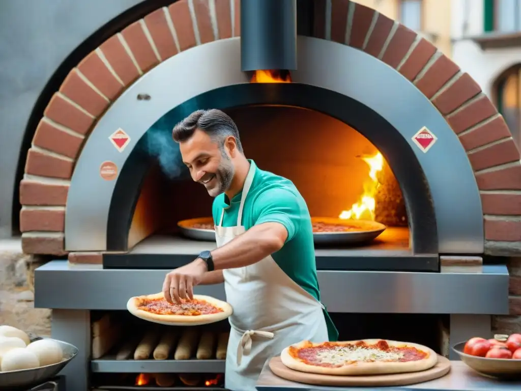 El mejor pizzaiolo de Nápoles tradicional expertamente lanzando masa de pizza al aire, capturando la esencia de la cultura pizzera napolitana