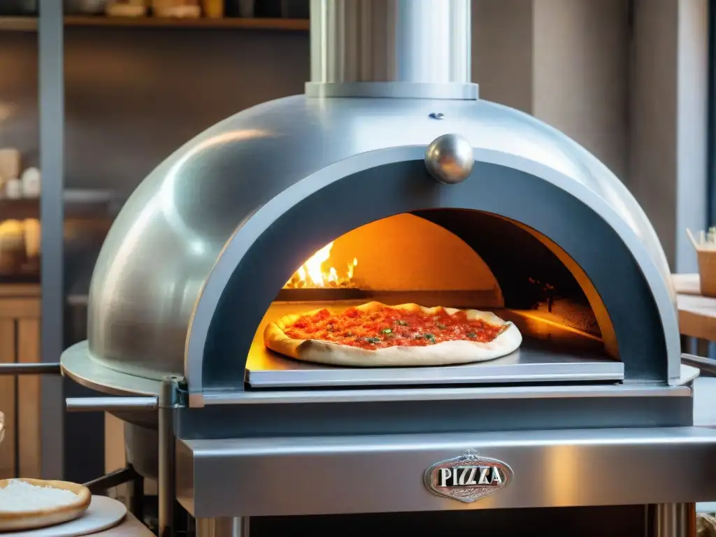 El mejor pizzaiolo en Nápoles tradicional creando una obra maestra en horno de leña, clientes ansiosos esperan con anticipación