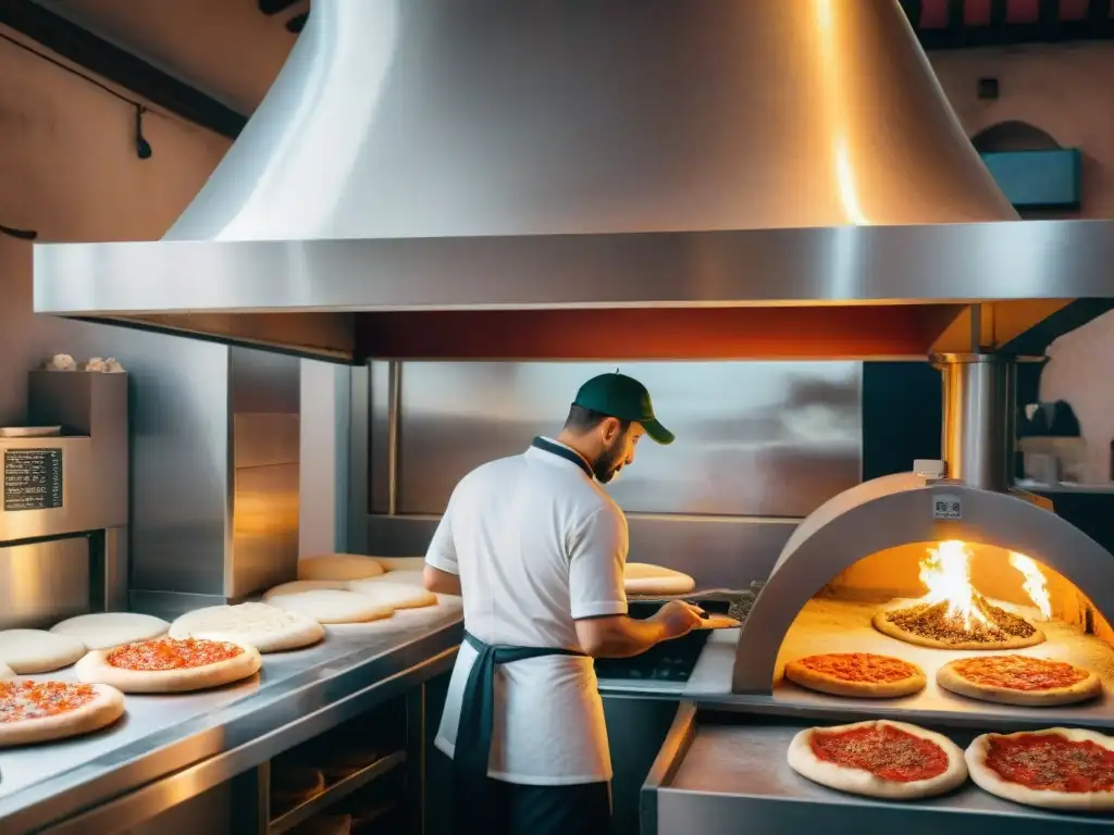 La mejor pizzería de Nápoles, con tradicionales hornos de leña y hábiles pizzaiolos elaborando exquisitas pizzas napolitanas con ingredientes frescos