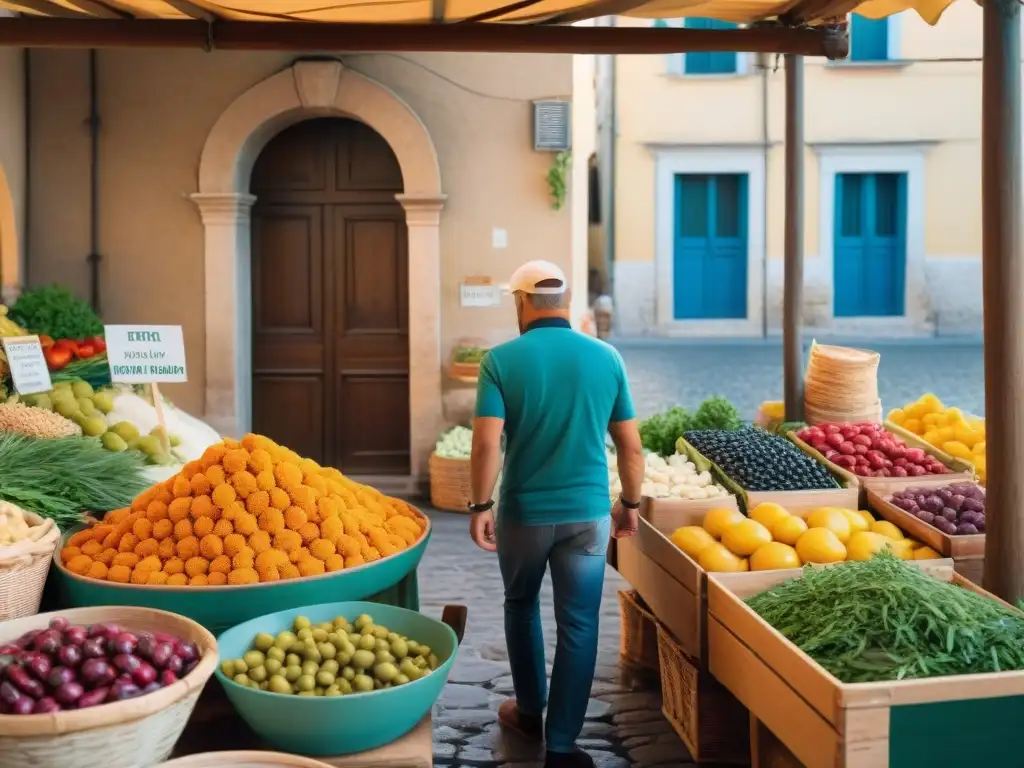 Mercado al aire libre en el sur de Italia con influencia griega en cocina italiana