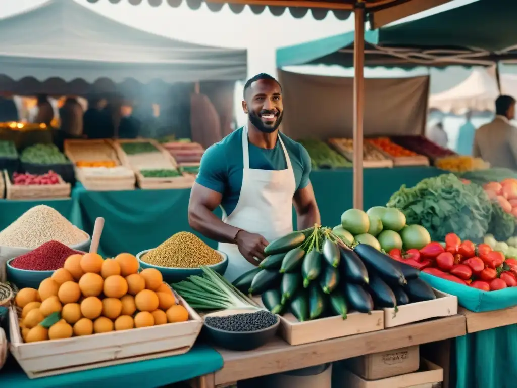 Mercado al aire libre en el sur de Italia con influencia africana en cocina italiana, vibrante y diverso