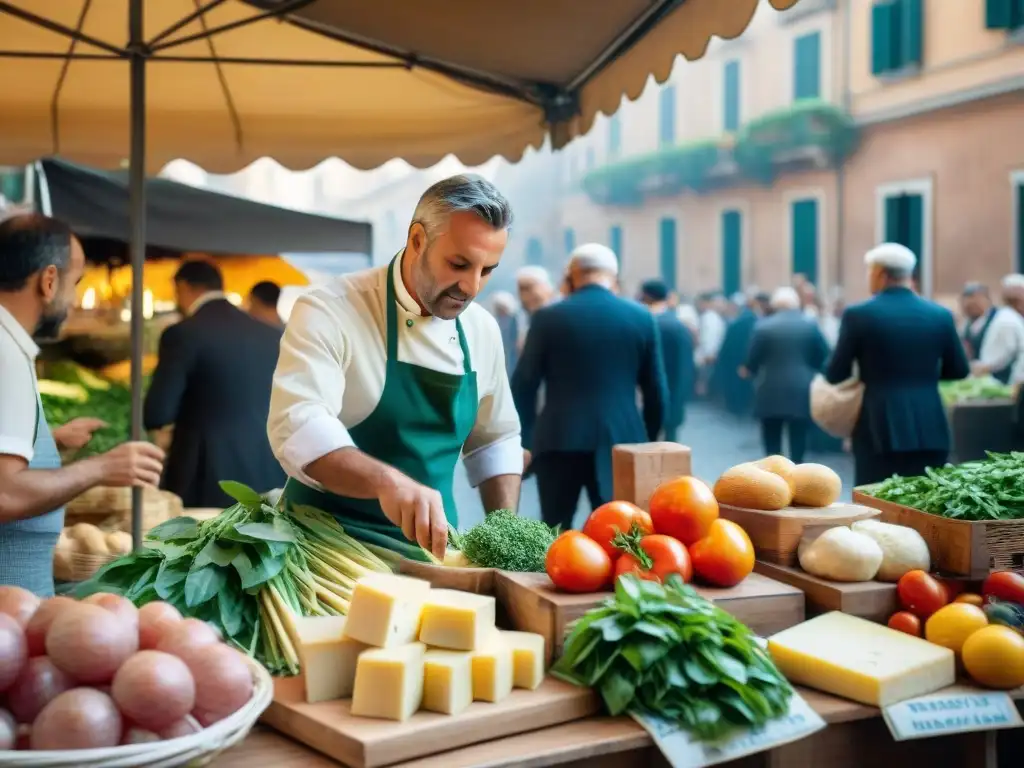 Mercado callejero en Roma con receta auténtica Saltimbocca alla Romana