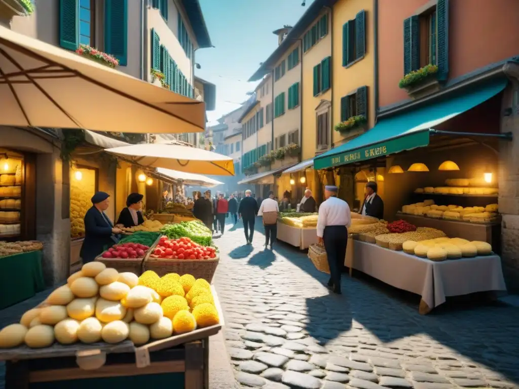 Mercado callejero en Bergamo con receta tradicional polenta e osei