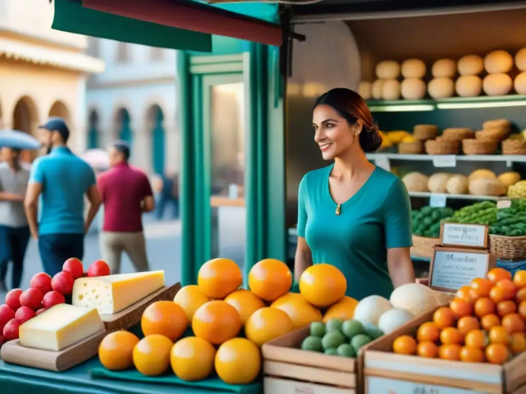 Mercado callejero siciliano rebosante de colores con influencia gastronomía siciliana en tendencias