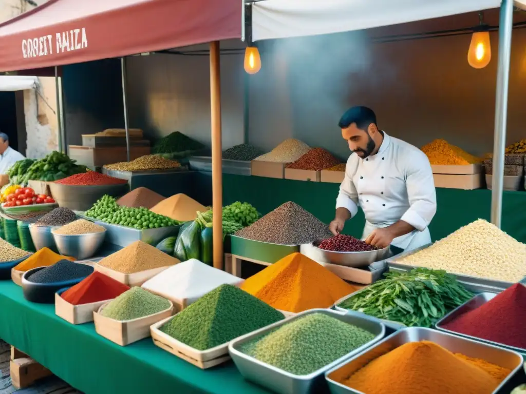 Mercado callejero en el sur de Italia con influencia africana en cocina italiana