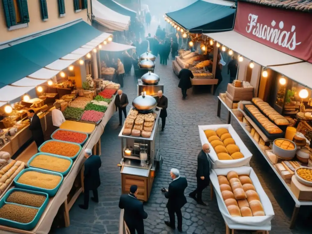 Un mercado italiano bullicioso lleno de utensilios de cocina italianos innovadores