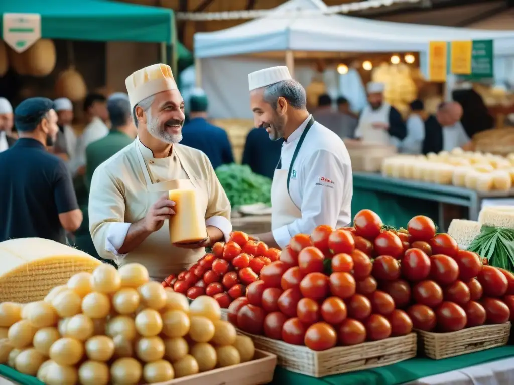 Un mercado italiano bullicioso con productos DOP y IGP