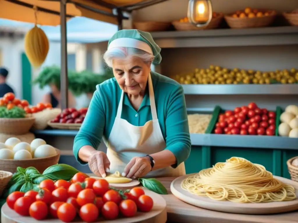 Mercado italiano lleno de vida y color, Alimentos Dieta Mediterránea Italiana potencian