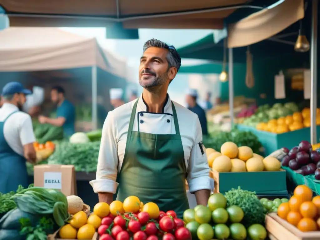 Mercado italiano vibrante con productos frescos