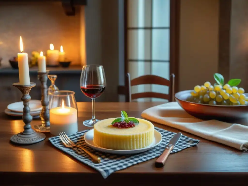 Una mesa de cocina italiana tradicional lista para un maridaje de vinos en Veneto