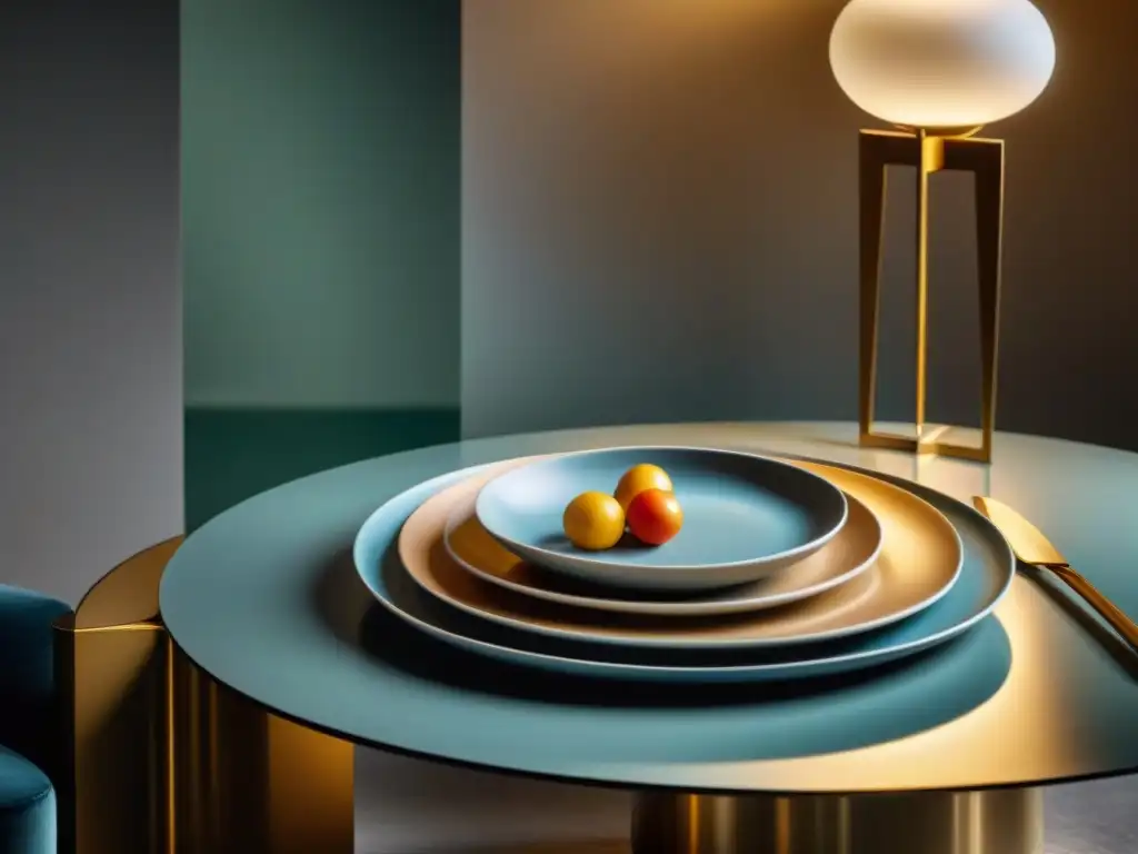 Una mesa de comedor moderna con cubertería italiana diseño auténtico, reflejando elegancia y lujo