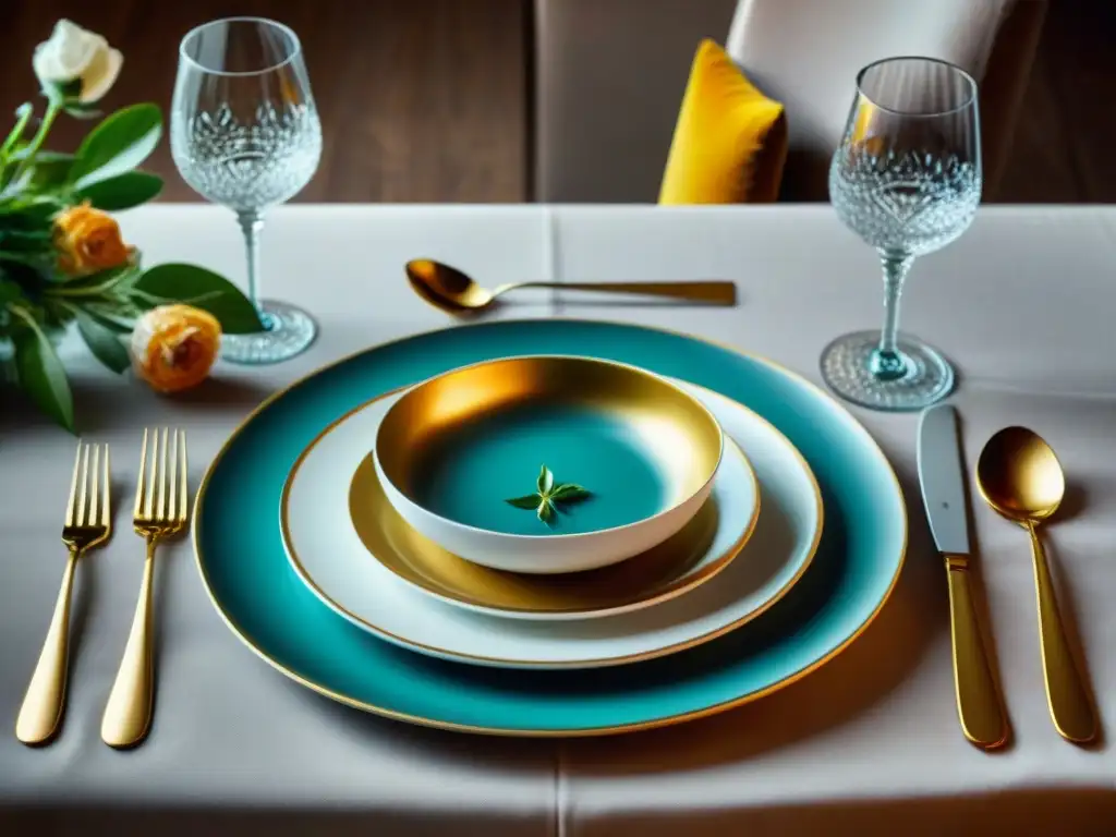 Una mesa de comedor moderna con platos italianos de diseñador, exquisitos y elegantes, en una escena visualmente impresionante