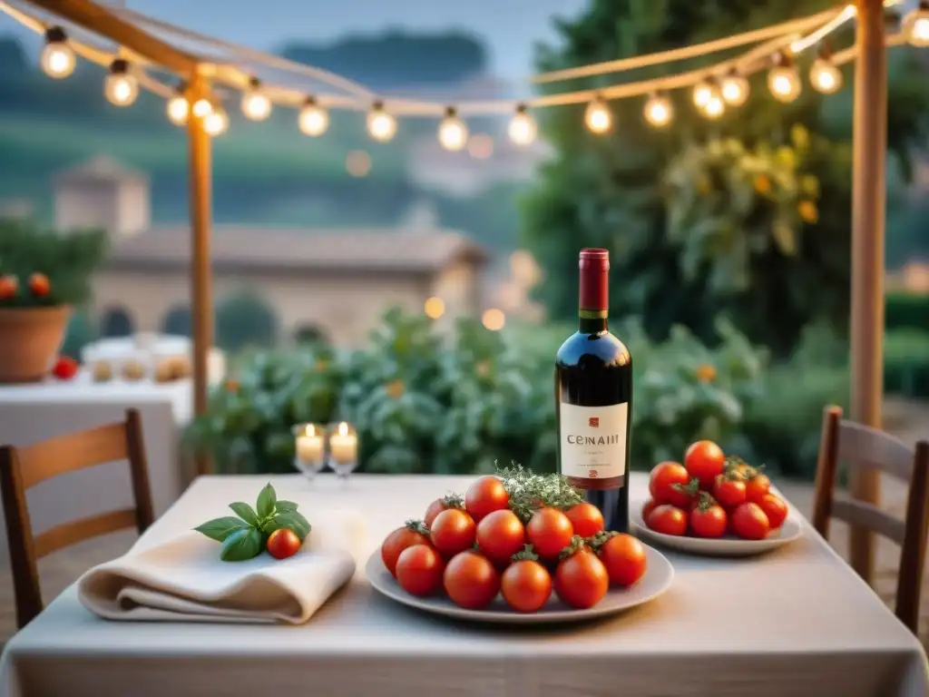 Una mesa elegante para una cena italiana bajo las estrellas en Roma