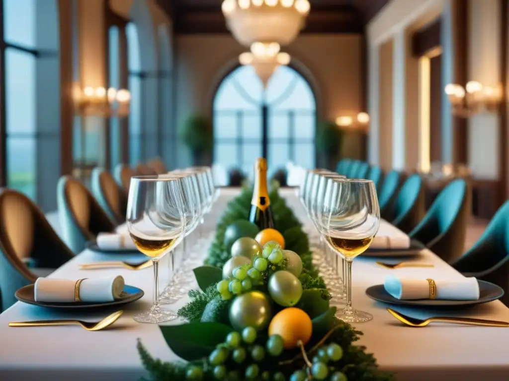 Una mesa elegante con juegos de copas italianas en un evento formal de lujo