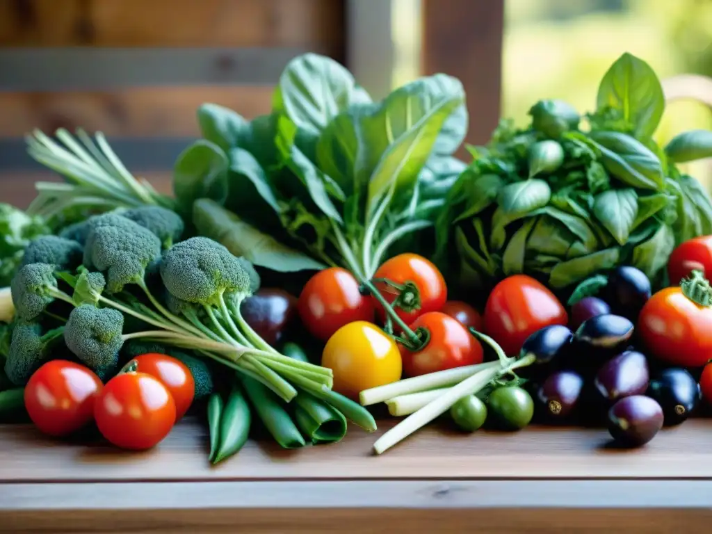 Una mesa rústica al aire libre con ingredientes veganos para ensaladas italianas